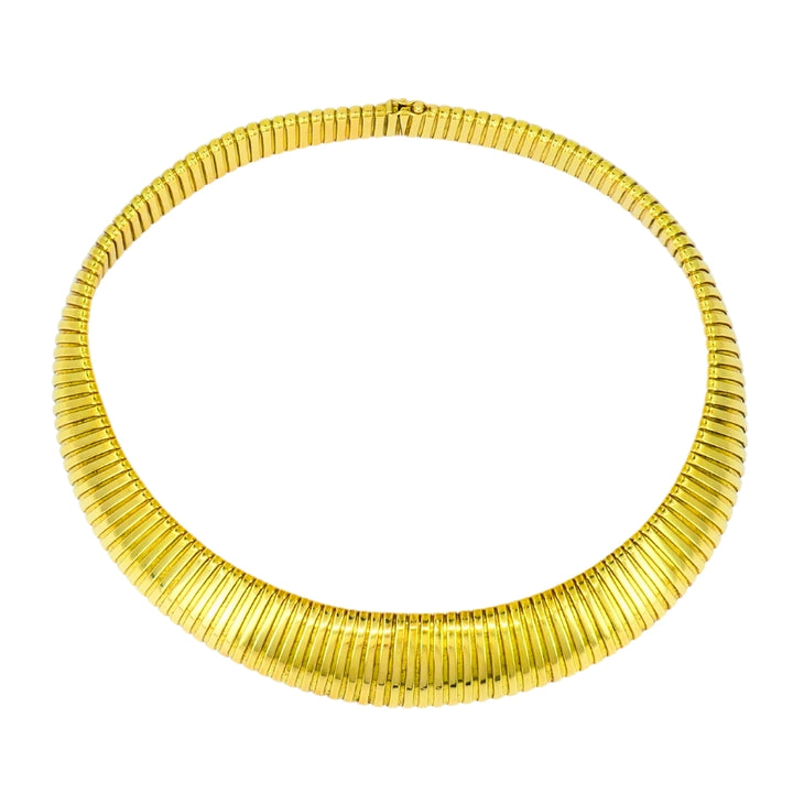 Vintage Tubogas Italian Gold Collar Necklace 18k Estate Jewelry