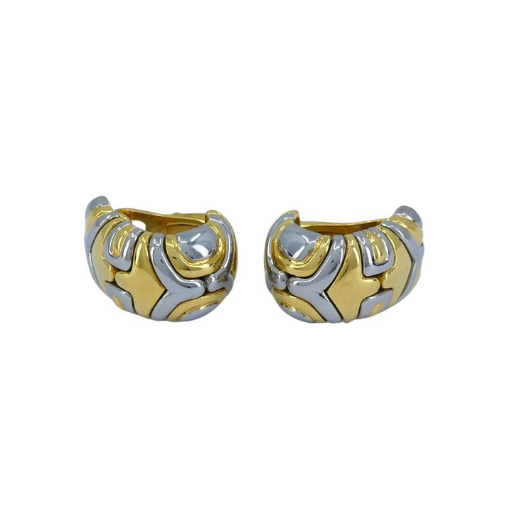 Vintage Bulgari Alveare 18k Gold Steel Clip Earrings