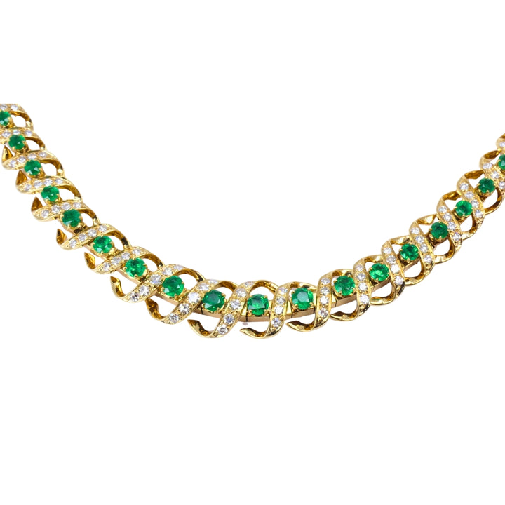 Vintage Asprey & Co. Emerald Necklace 18k Gold Diamond