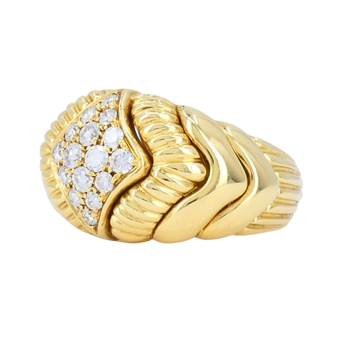 Vintage Boucheron 18k Gold Diamond Dome Ring