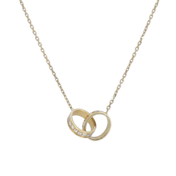 Cartier LOVE Interlocking 18k Gold Diamond Pendant Necklace
