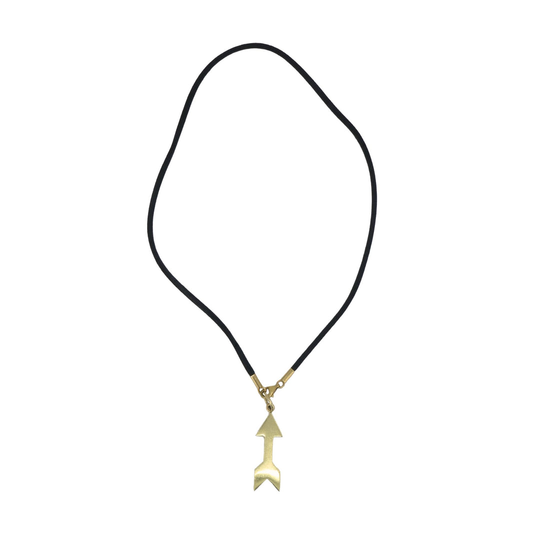 Cartier 18k Gold Arrow Pendant Black Silk Cord Necklace