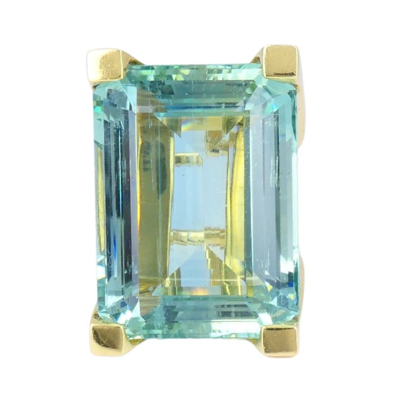 Vintage 18k Gold Aquamarine Ring 74-Carat French Jewelry Estate
