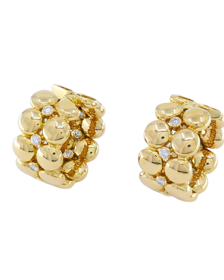 Cartier Honeymoon Clip-On Earrings 18k Gold Diamond Hoop Earrings
