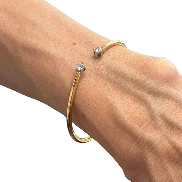 TOUS 18k Yellow Gold Diamond Open Cuff Bracelet