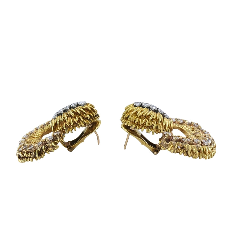 14k Gold  Diamond Door Knocker Earrings