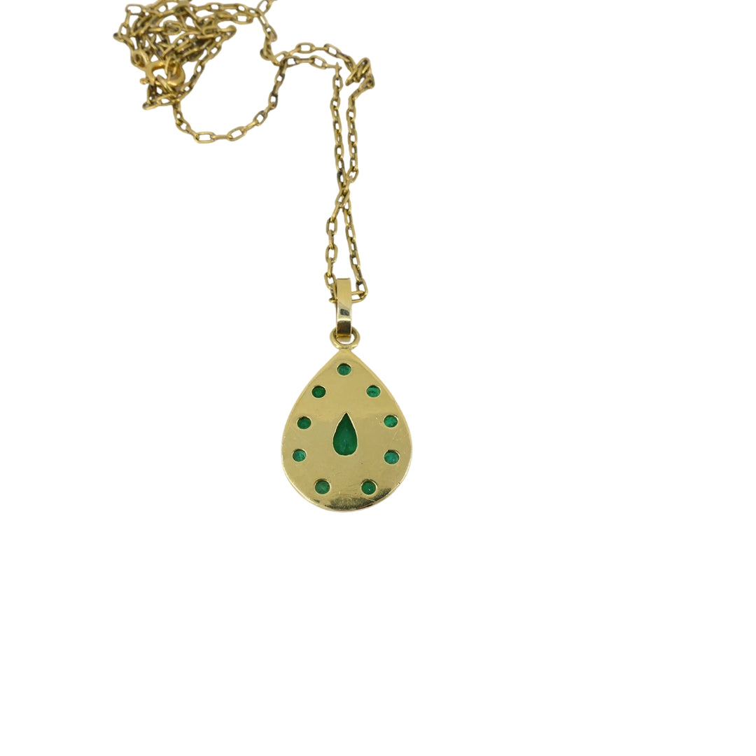 Emerald Pendant 18k Gold Vintage Chain Necklace