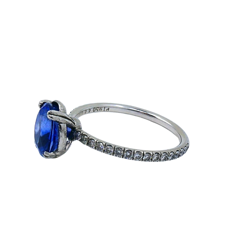 Platinum Sapphire Diamond Ring Vintage Jewelry
