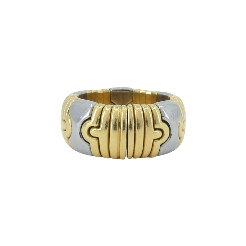 Vintage Bulgari Parentesi 18k Gold Steel Ring