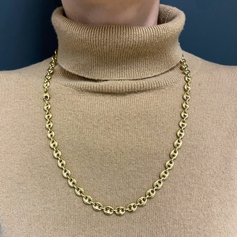 14k Gold Mariner Chain Necklace Anchor Link