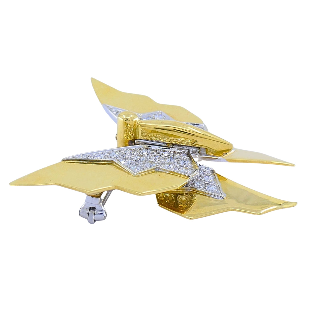 Vintage Pomellato 18k Gold Diamond Butterfly Brooch