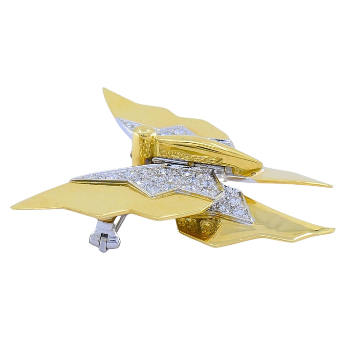 Vintage Pomellato 18k Gold Diamond Butterfly Brooch