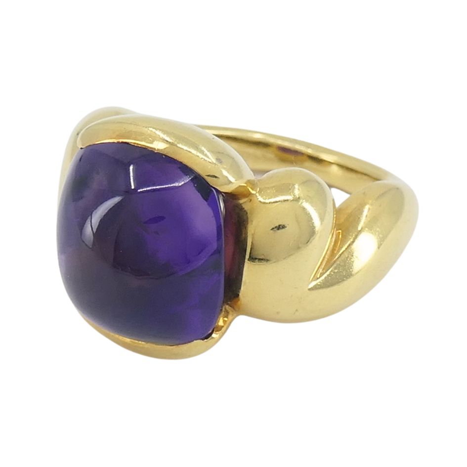 Gucci 18k Gold Amethyst Ring 6.5