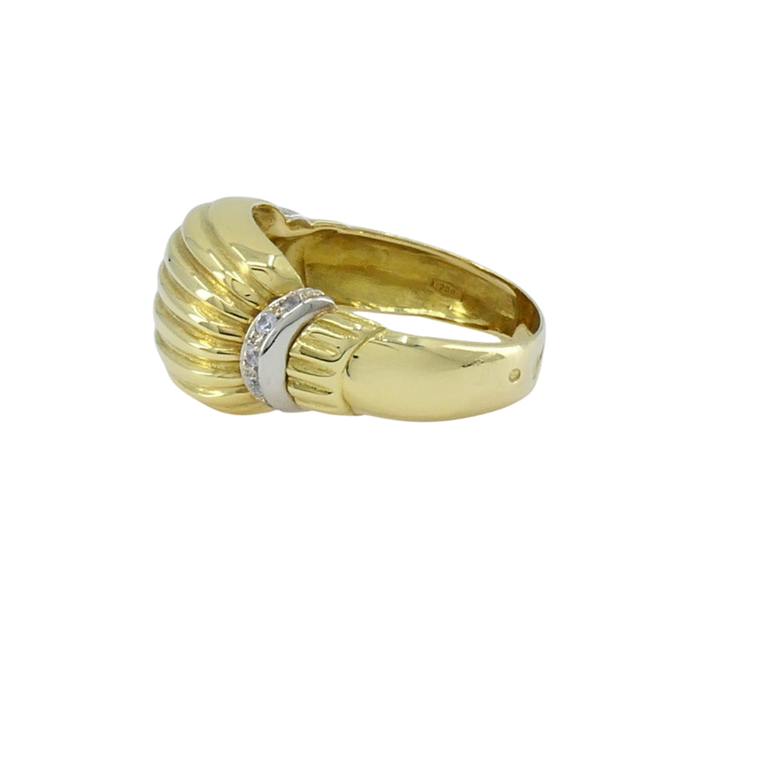 Vintage Gold Ring Diamond French Jewelry Dome Ring
