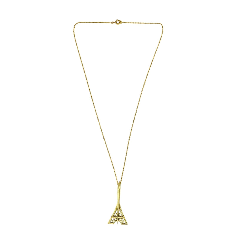 Fred Paris 18k Gold Eiffel Tower Pendant Necklace