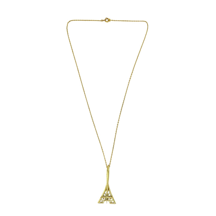 Fred Paris 18k Gold Eiffel Tower Pendant Necklace
