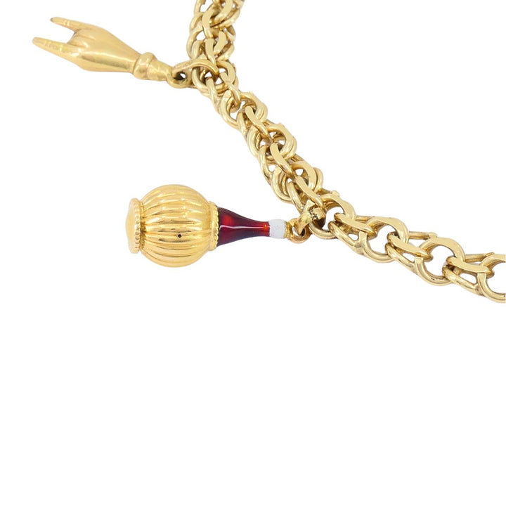 Vintage 14k 18k Gold Charm Bracelet