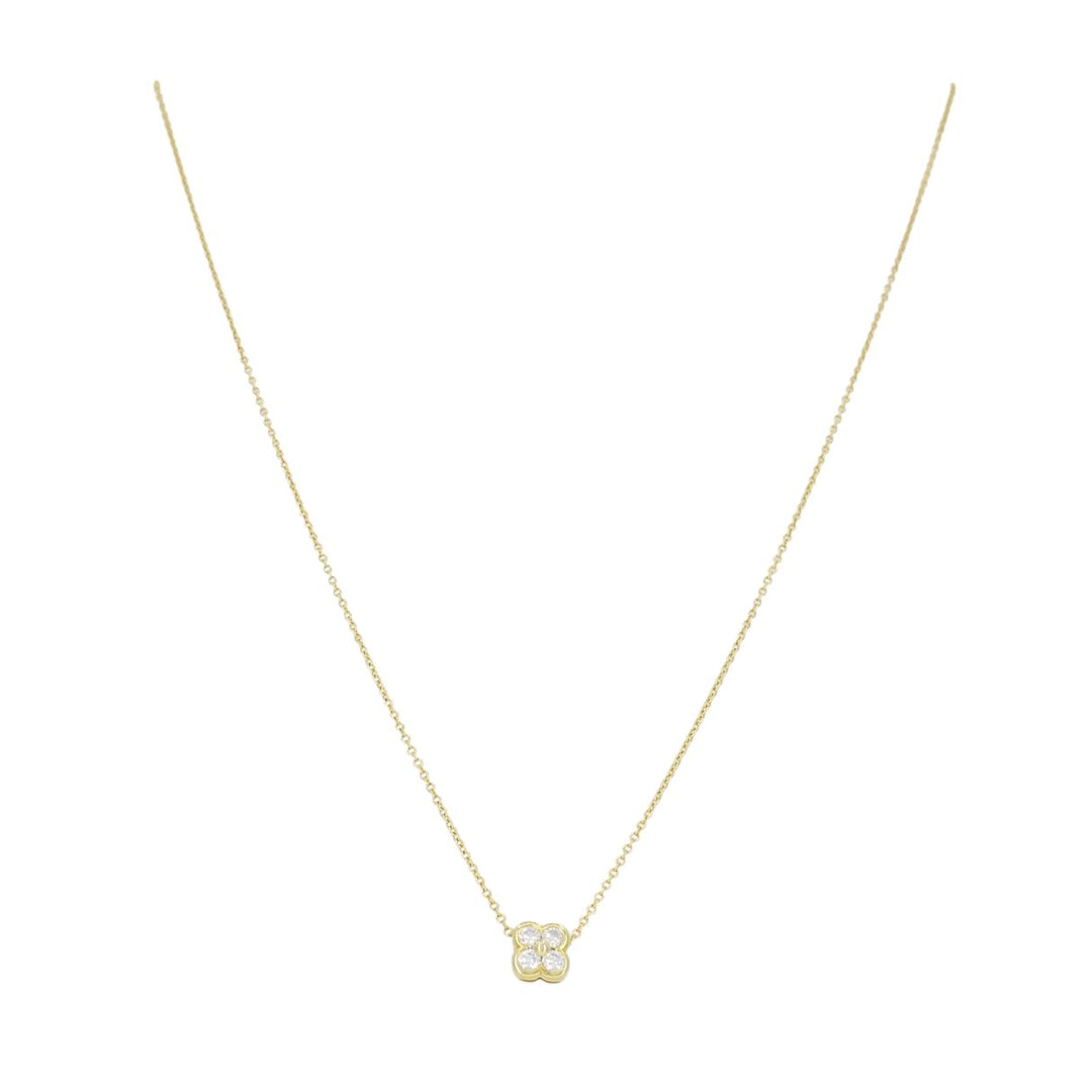 Tiffany & Co. 18k Gold Diamond Clover Flower Pendant Necklace