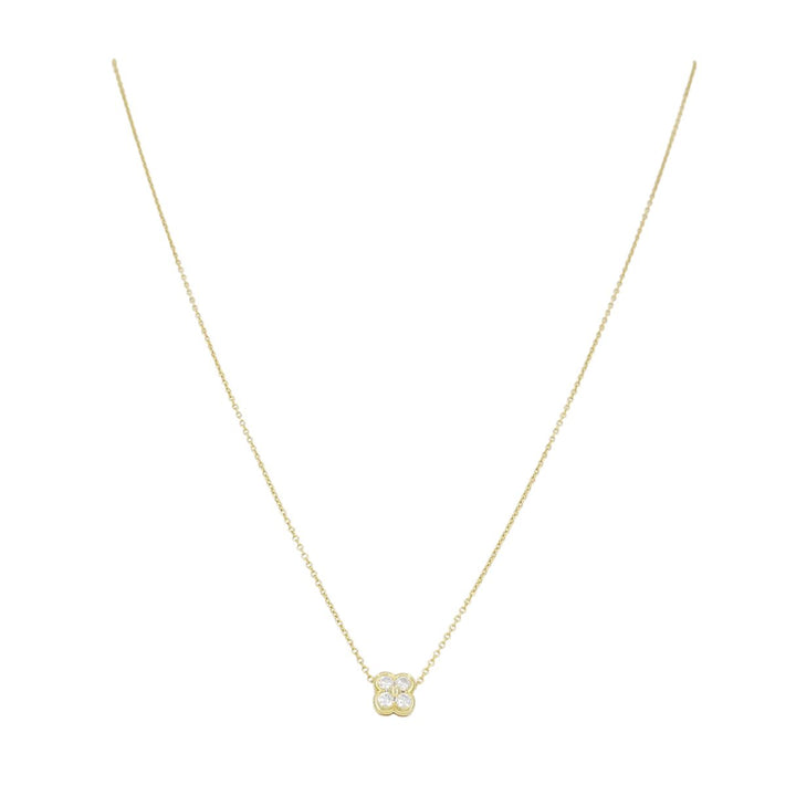 Tiffany & Co. 18k Gold Diamond Clover Flower Pendant Necklace