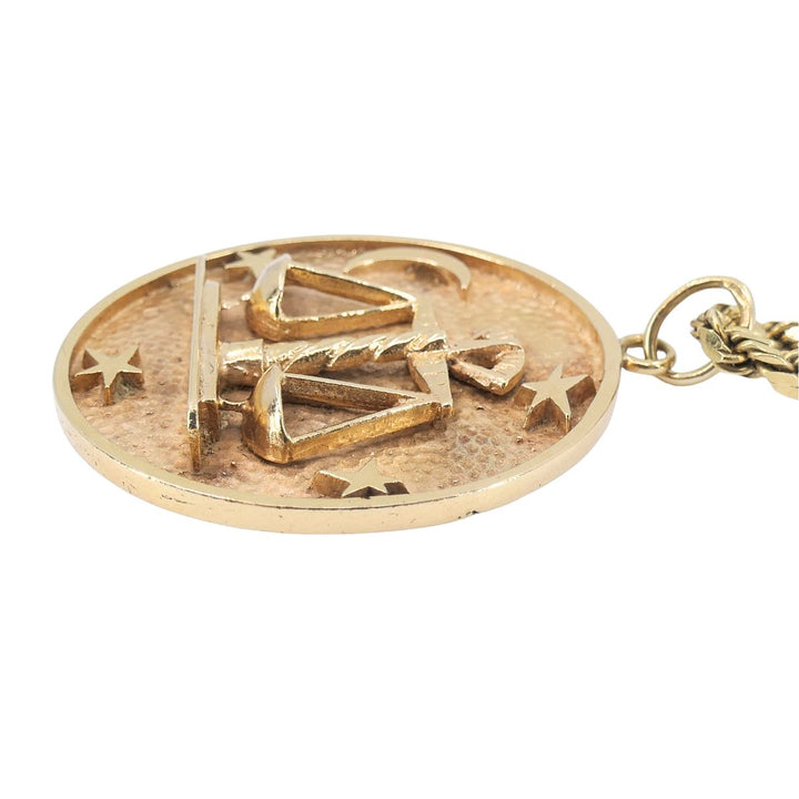 Vintage Libra 14k Gold Pendant Rope Chain Necklace