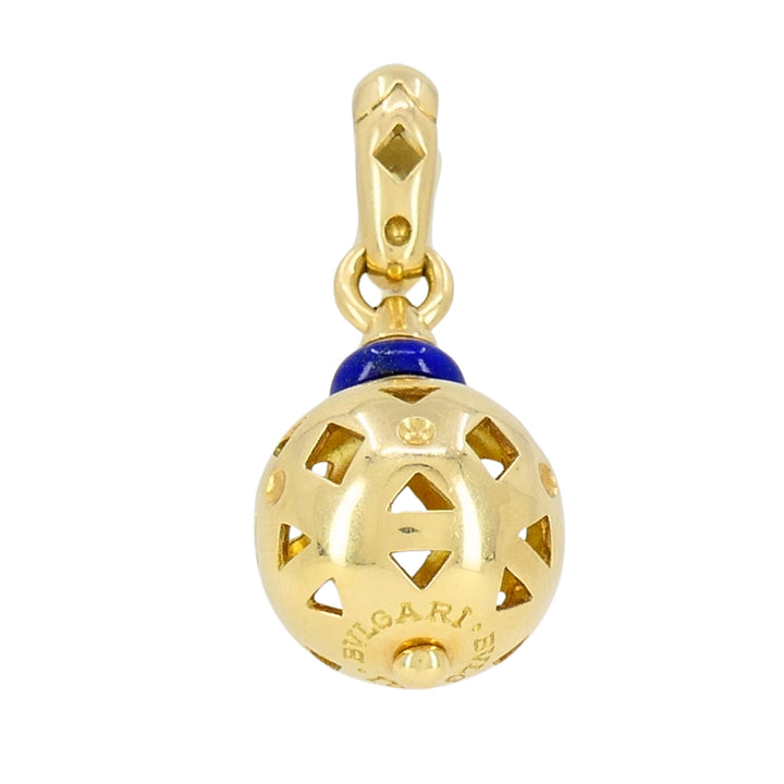 Vintage Bvlgari 18k Gold Lapis Lazuli Openwork Pendant Bulgari Chain Necklace