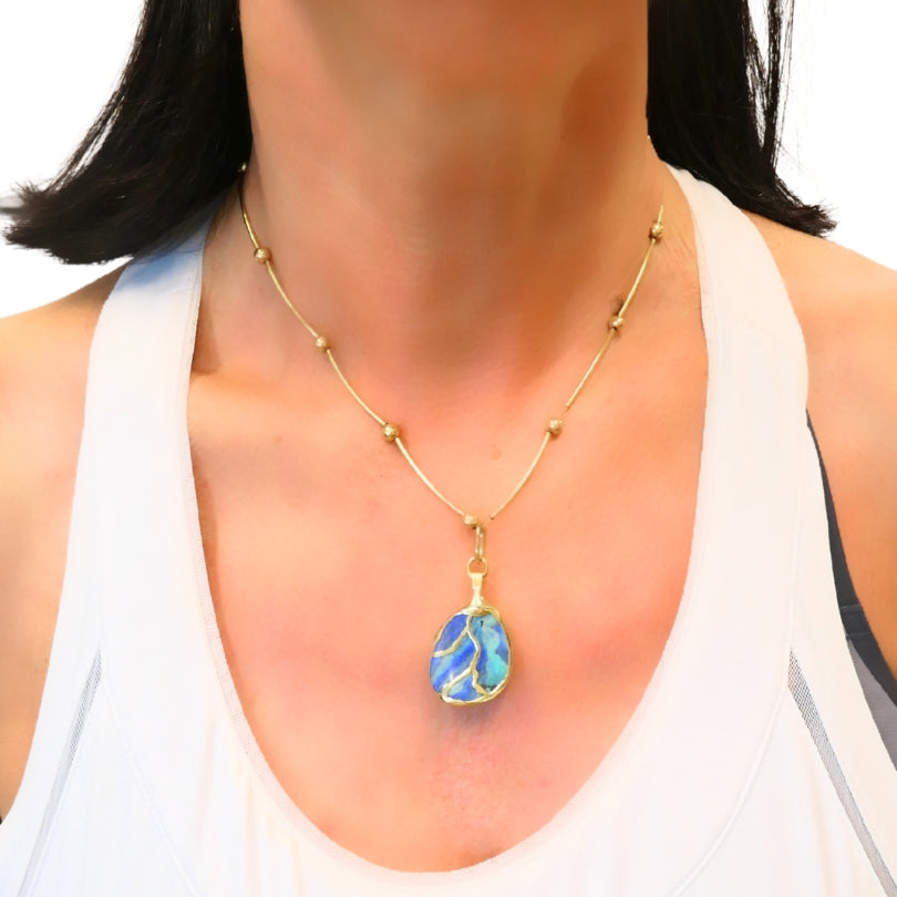 Opal Necklace 14k Gold Collar Necklace with Beads
