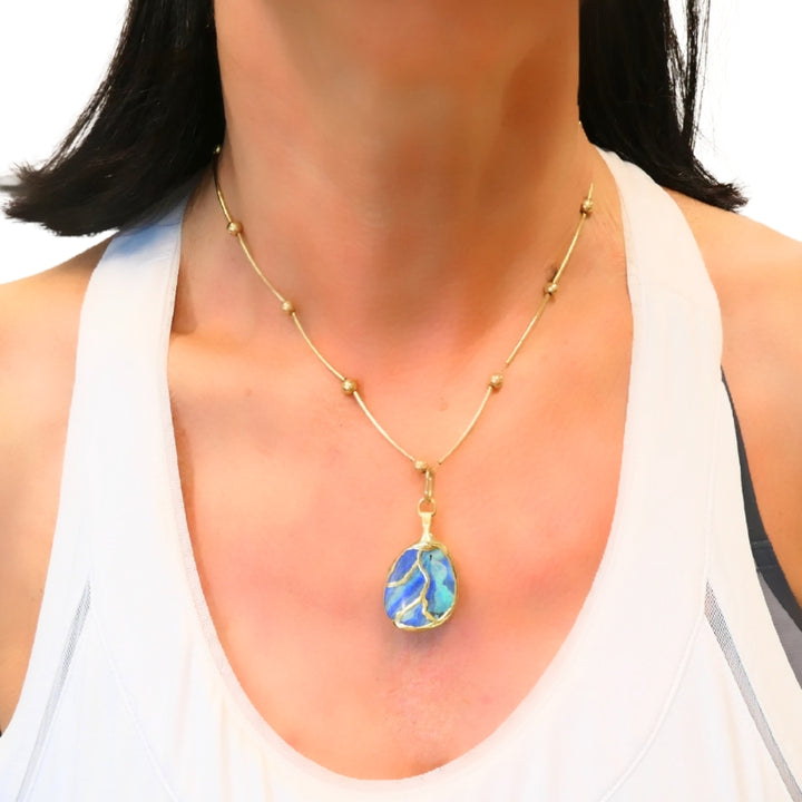 Opal Necklace 14k Gold Collar Necklace with Beads