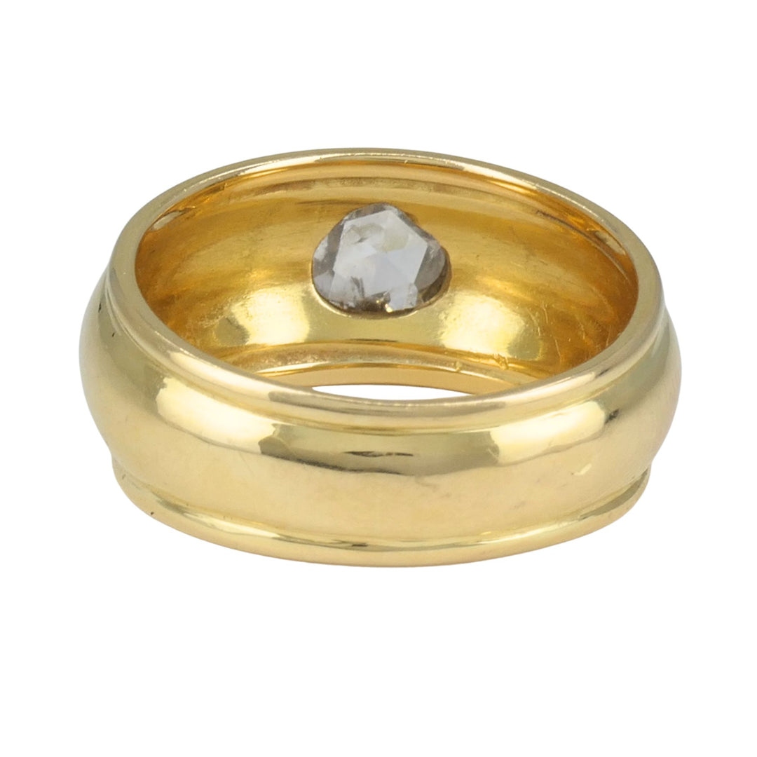 Vintage French 18k Yellow Gold Rose Cut Diamond Domed Band Ring