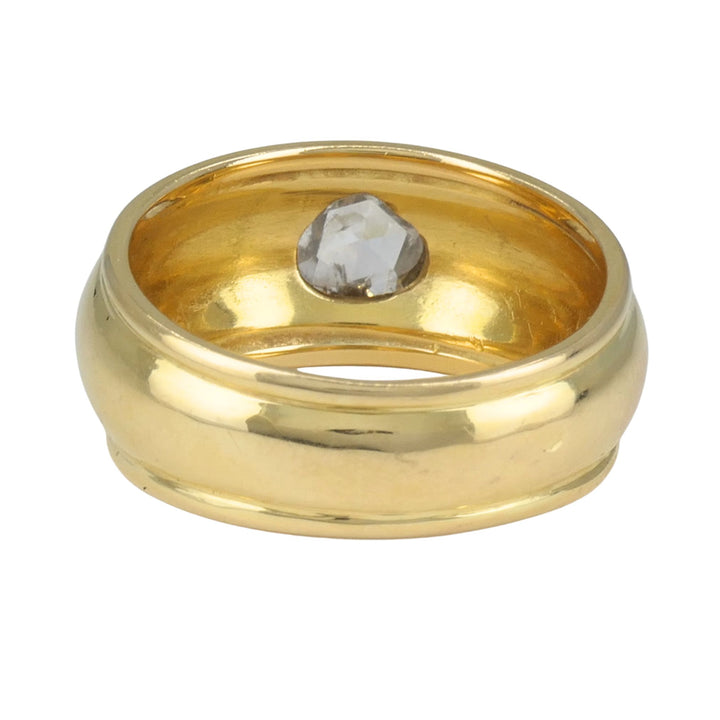 Vintage French 18k Yellow Gold Rose Cut Diamond Domed Band Ring