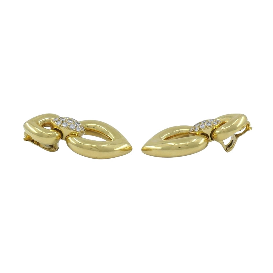 Vintage Van Cleef & Arpels Gold Diamond Drop Earrings