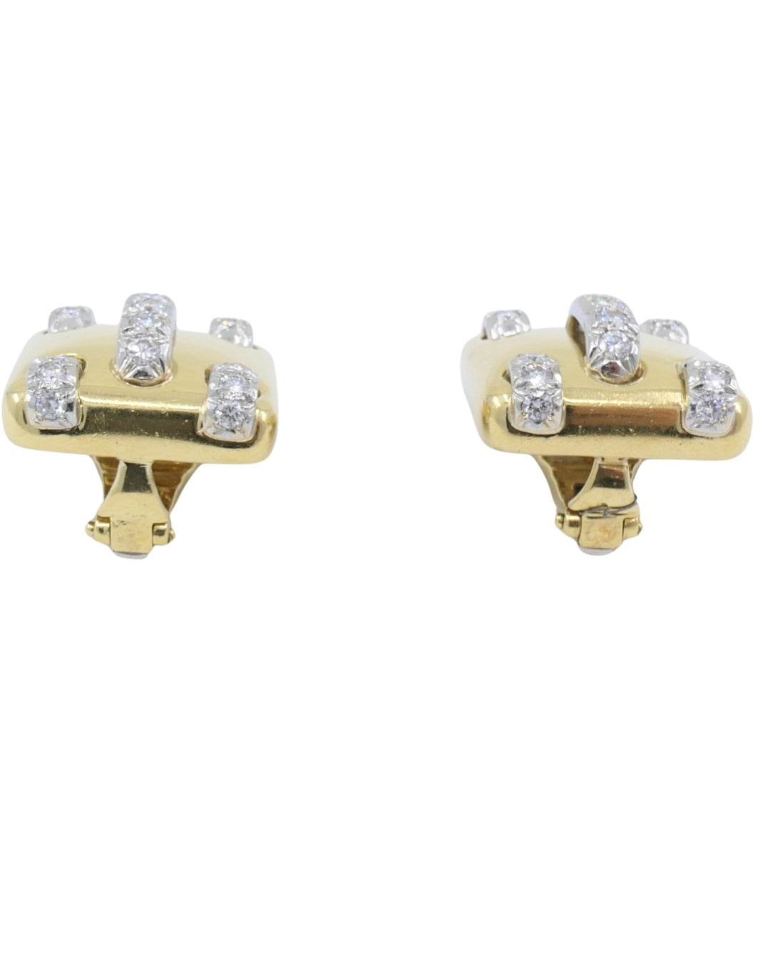 Vintage Cartier Earrings 18k Gold Diamond Stitch Design