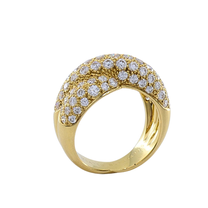 Van Cleef & Arpels 18k Gold Pavé Diamond Bombé Crossover Ring