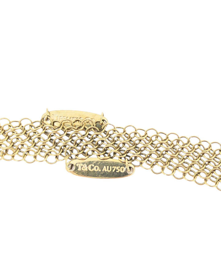 Tiffany & Co. Elsa Peretti 18k Gold Jade Open Heart Pendant Mesh Necklace