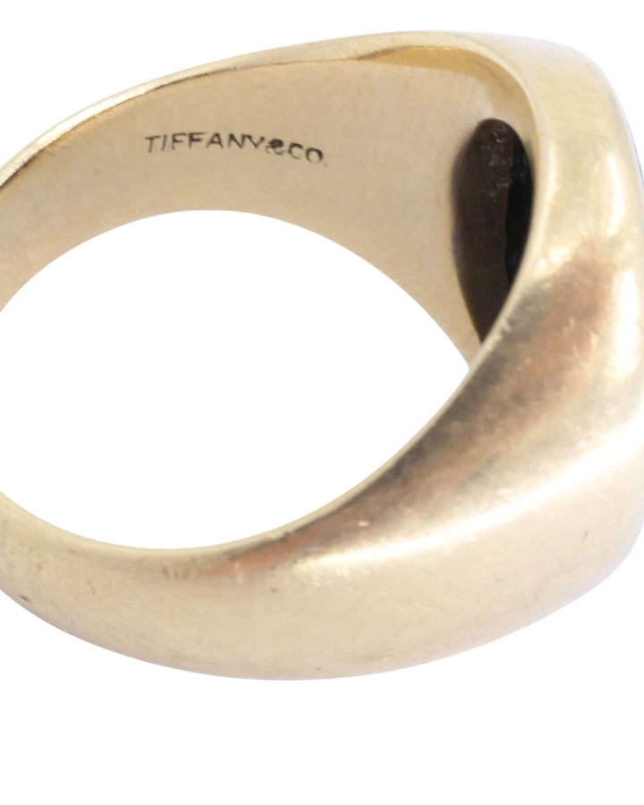 Tiffany & Co. 14k Gold Ring Carved Lapis Lazuli Vintage Signet Ring