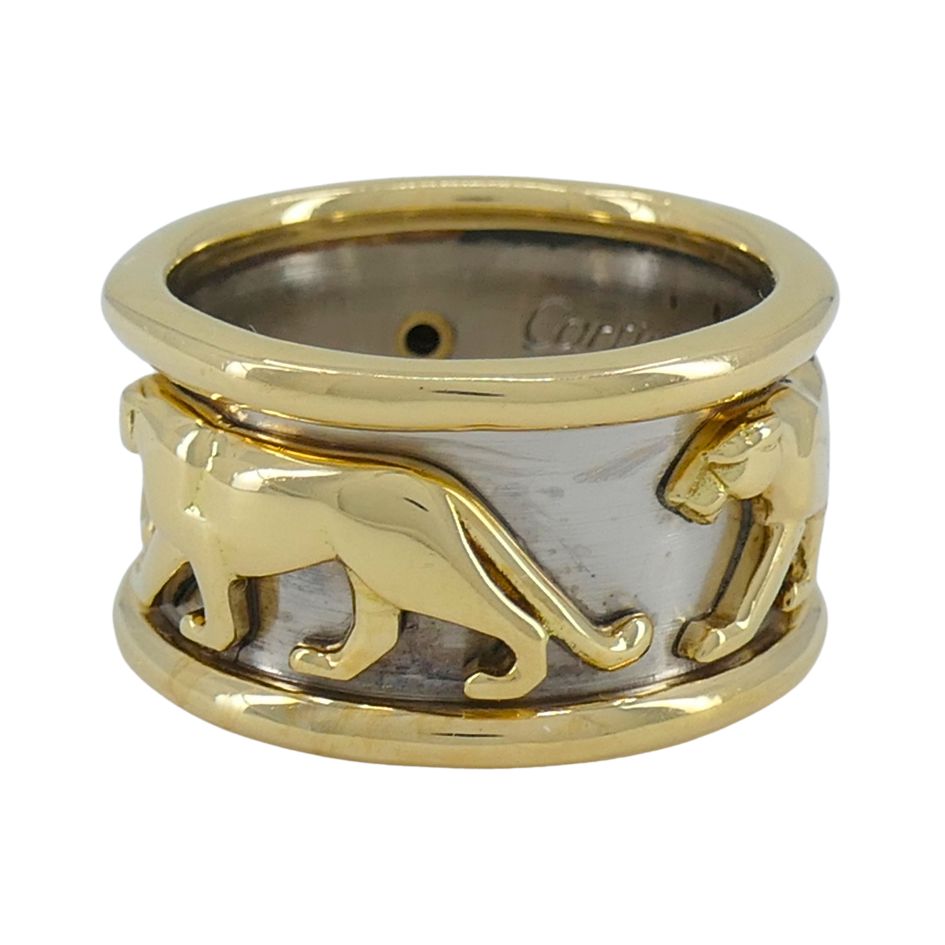 Vintage Panthère de Cartier 18k Gold Steel Ring
