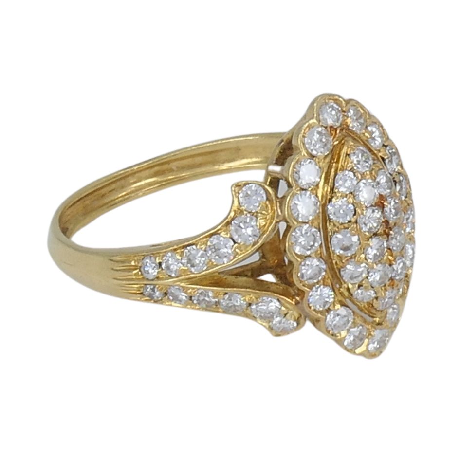 Vintage Cartier 18k Gold Diamond Marquise Cluster Ring