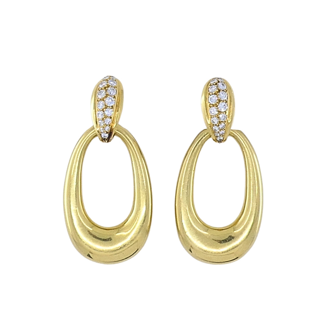 Cartier 18K Gold Chrysoprase Diamond Interchangeable Doorknocker Earrings