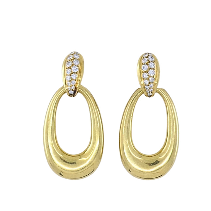 Cartier 18K Gold Chrysoprase Diamond Interchangeable Doorknocker Earrings