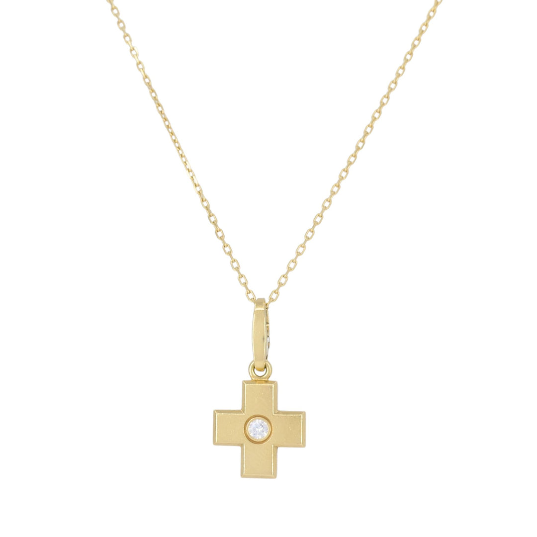 Cartier 18k Gold Diamond Cross Pendant Necklace with Certificate