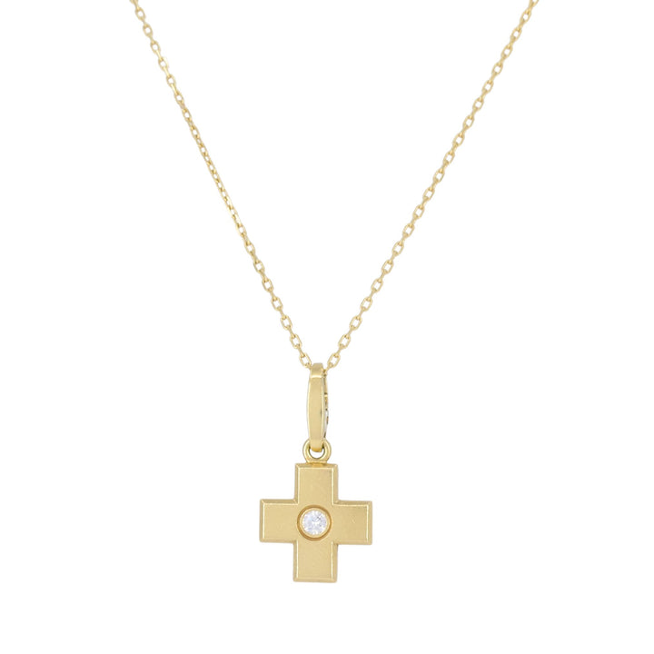 Cartier 18k Gold Diamond Cross Pendant Necklace with Certificate