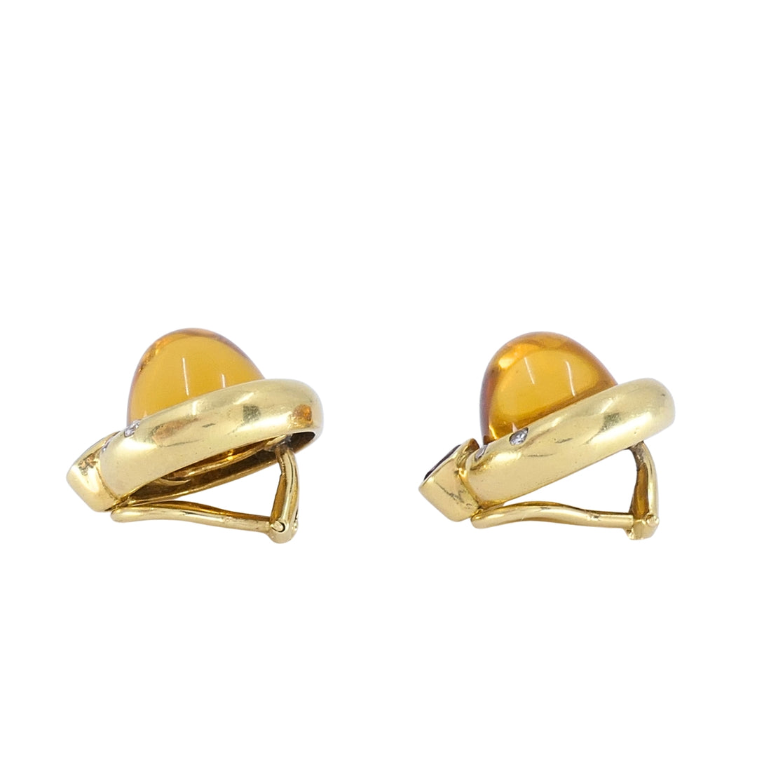 Renato Cipullo 18k Yellow Gold Citrine Diamond Accents Clip-On Earrings