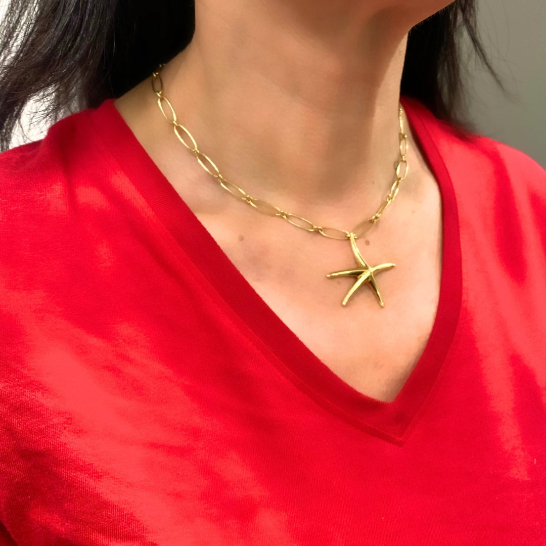 Tiffany & Co. Elsa Peretti 18k Gold Starfish Pendant Necklace