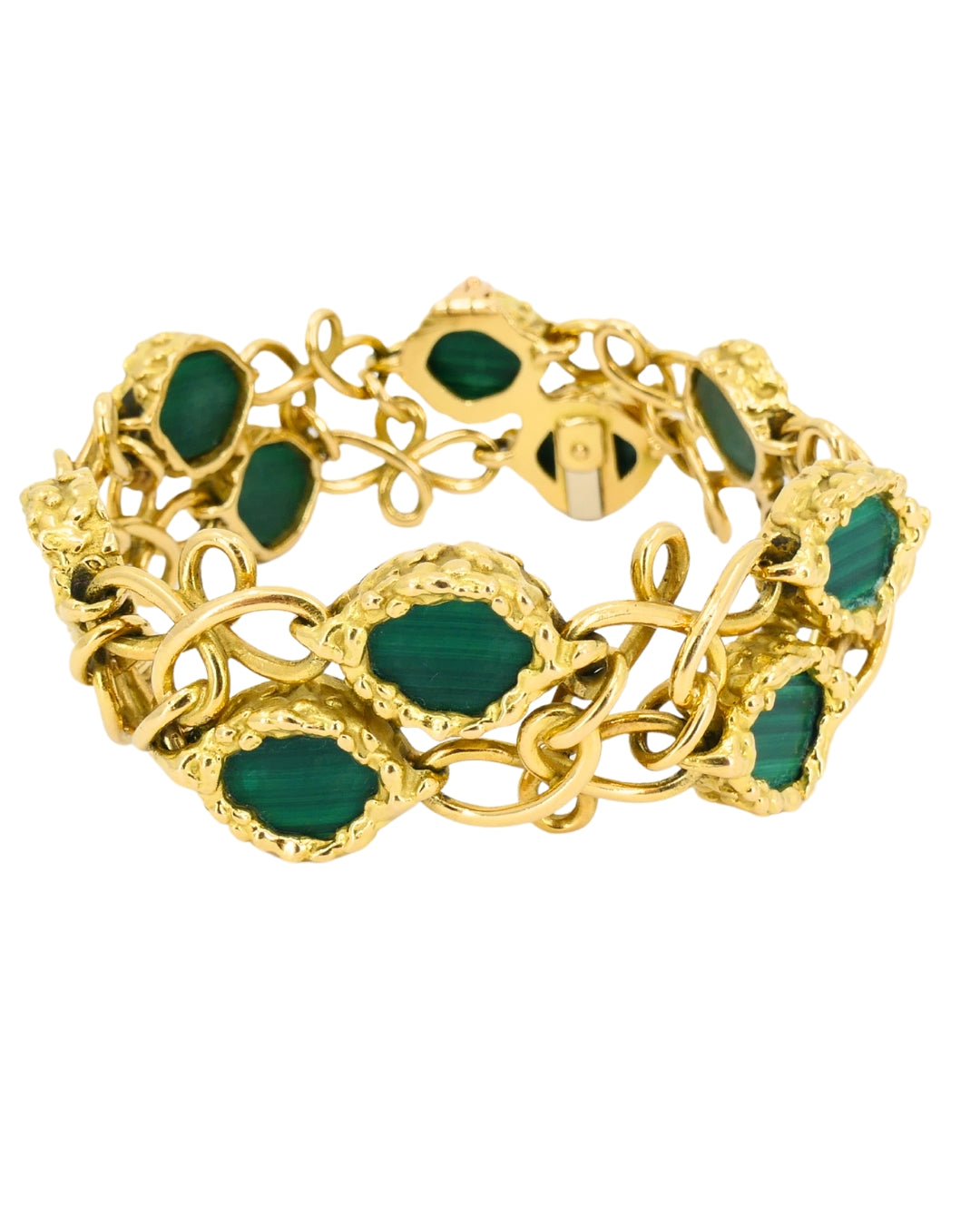 Vintage Malachite Bracelet Attributed to Mauboussin Paris 18k Gold