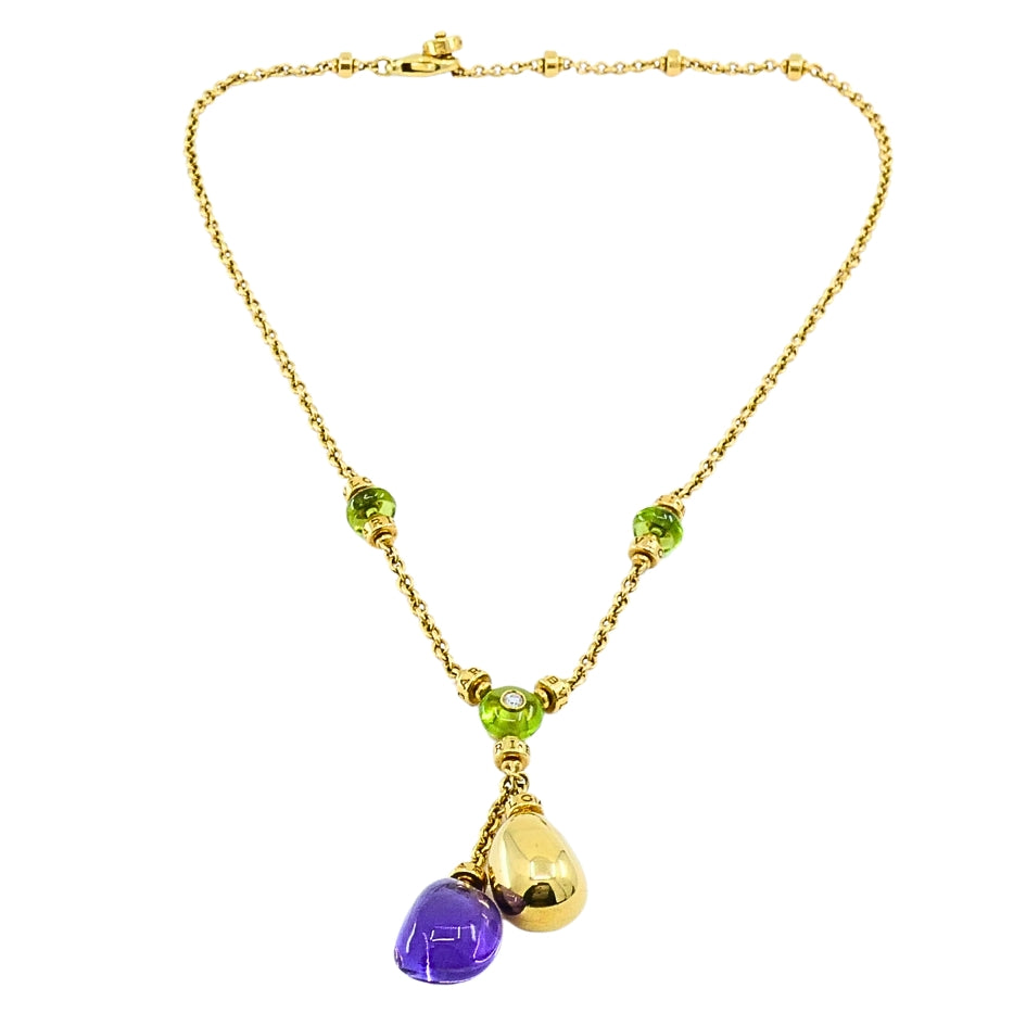 Bvlgari Bulgari 88 Club 18K Gold Amethyst Peridot Necklace