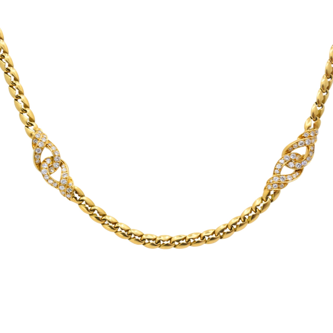 Vintage Boucheron Diamond Necklace 18k Gold Chain France