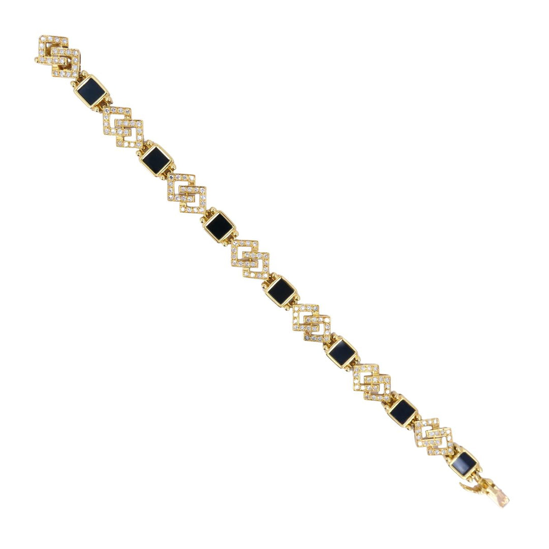 Vintage Van Cleef & Arpels 18k Gold Diamond Onyx Bracelet