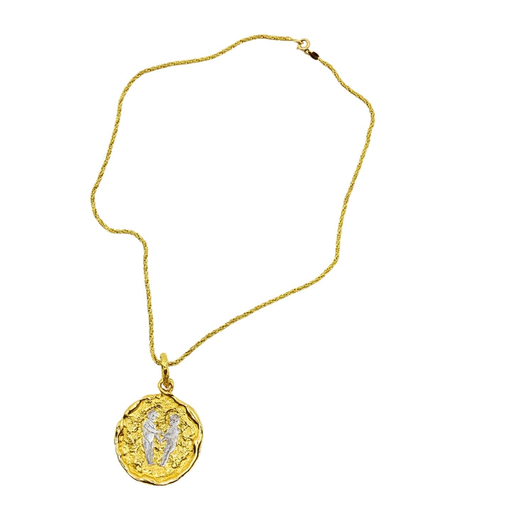 Chaumet Gemini Zodiac Pendant White Yellow Gold Necklace