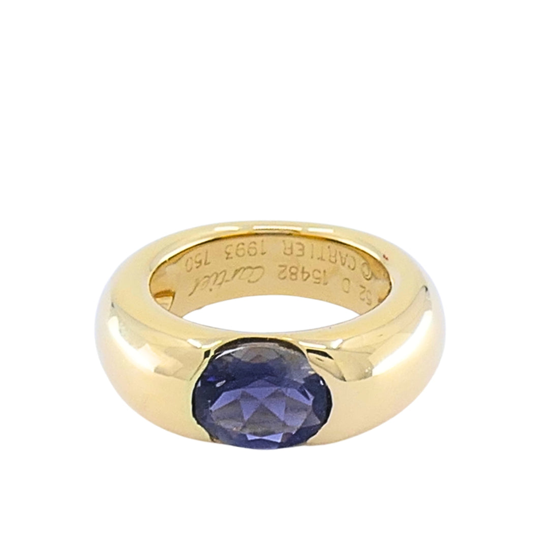 Vintage Cartier Ellipse 18k Gold Iolite Ring, 1993