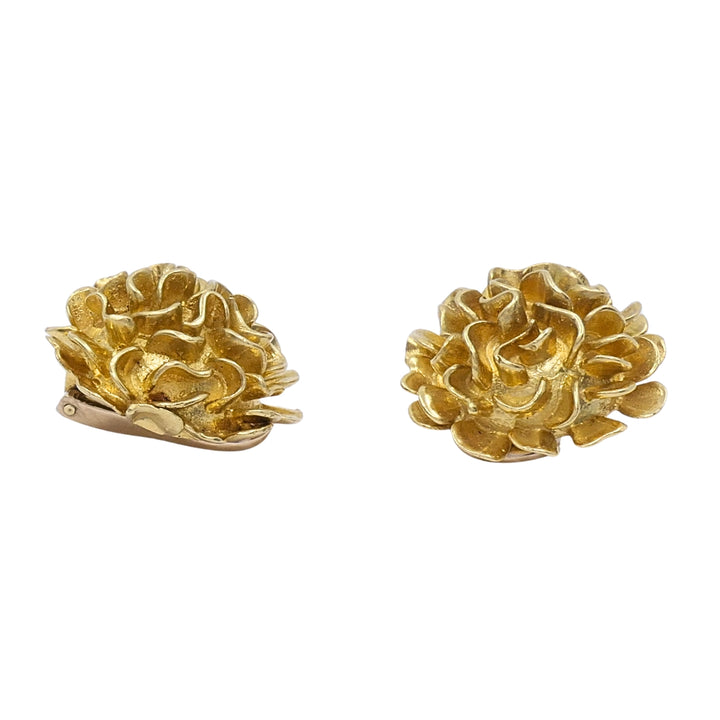 Vintage Kutchinsky 18k Gold Floral Cluster Clip-On Earrings, London