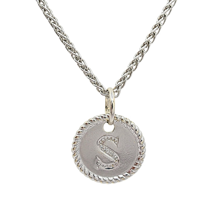 18k White Gold Monogram "S" Pendant Necklace